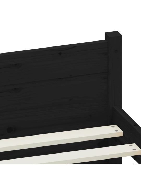 Rám postele černý masivní dřevo 75 x 190 cm malé jednolůžko
