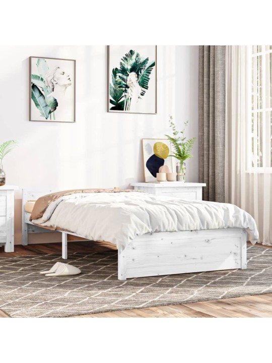 Rám postele bílý masivní dřevo 90 x 190 cm jednolůžko