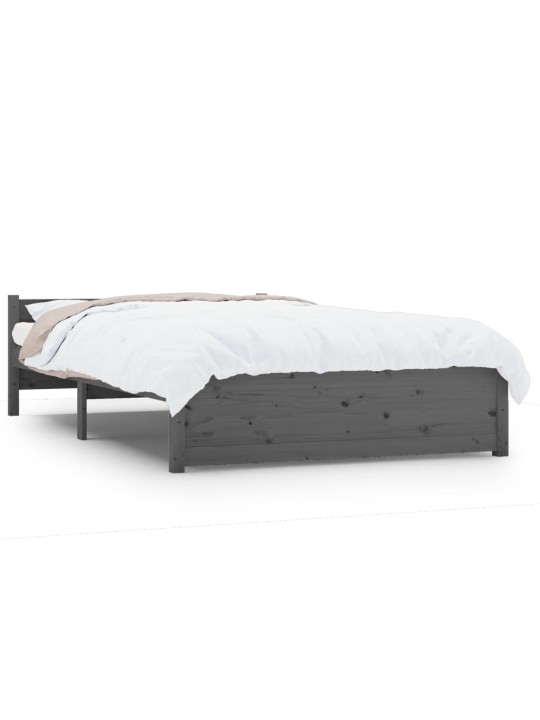 Rám postele šedý masivní dřevo 135 x 190 cm dvojlůžko