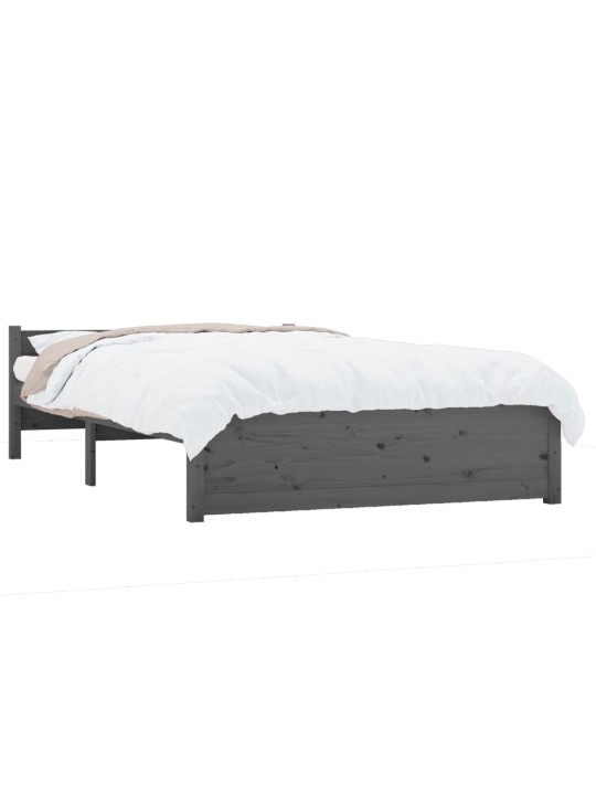 Rám postele šedý masivní dřevo 135 x 190 cm dvojlůžko