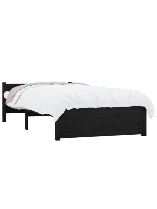 Rám postele černý masivní dřevo 90 x 200 cm