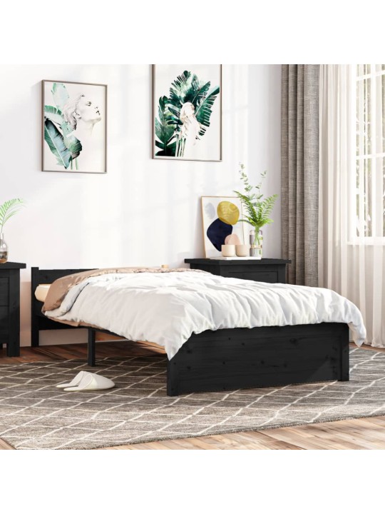 Rám postele černý masivní dřevo 90 x 200 cm
