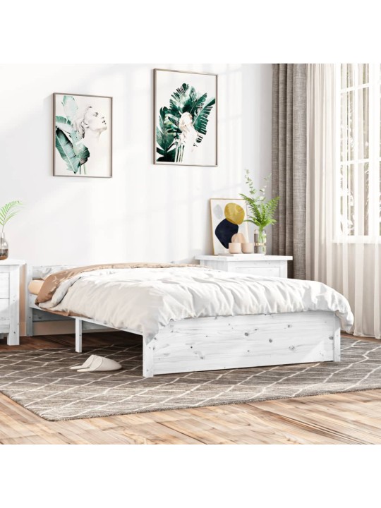 Rám postele bílý masivní dřevo 140 x 200 cm