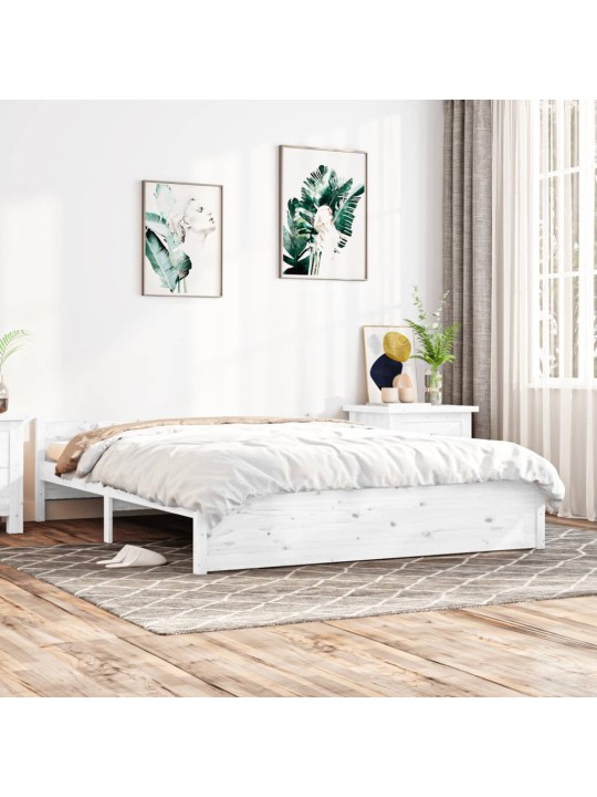 Rám postele bílý masivní dřevo 150 x 200 cm King Size