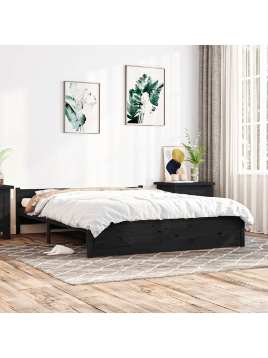 Rám postele černý masivní dřevo 150 x 200 cm King Size