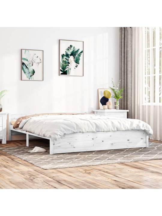 Rám postele bílý masivní dřevo 160 x 200 cm