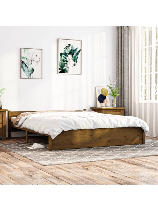 Rám postele medově hnědý masivní dřevo 200 x 200 cm