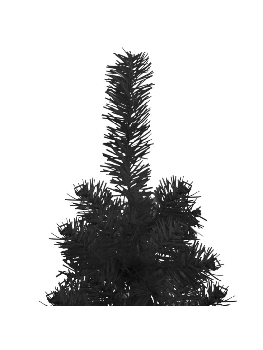 Úzký umělý poloviční vánoční stromek se stojanem černý 150 cm