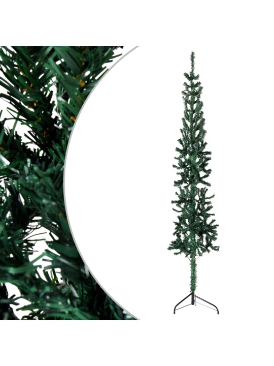 Úzký umělý poloviční vánoční stromek se stojanem zelený 120 cm