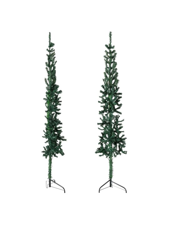 Úzký umělý poloviční vánoční stromek se stojanem zelený 120 cm