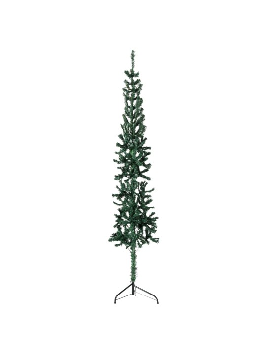 Úzký umělý poloviční vánoční stromek se stojanem zelený 120 cm