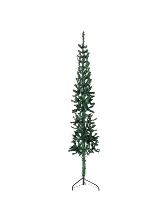 Úzký umělý poloviční vánoční stromek se stojanem zelený 180 cm