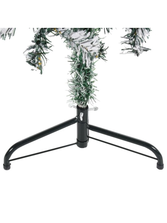 Úzký umělý poloviční vánoční stromek se sněhem 150 cm