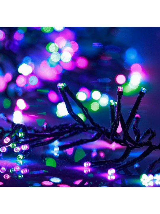 Světelný LED řetěz trs se 400 LED pastelový barevný 7,4 m PVC