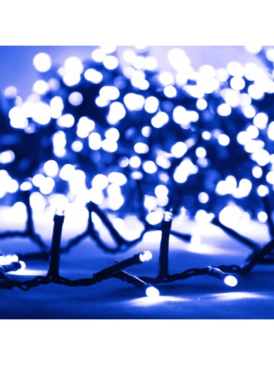 Kompaktní LED řetěz se 400 LED diodami modrý 13 m PVC