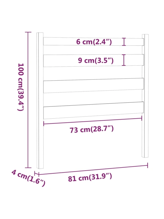 Čelo postele medově hnědé 81 x 4 x 100 cm masivní borovice