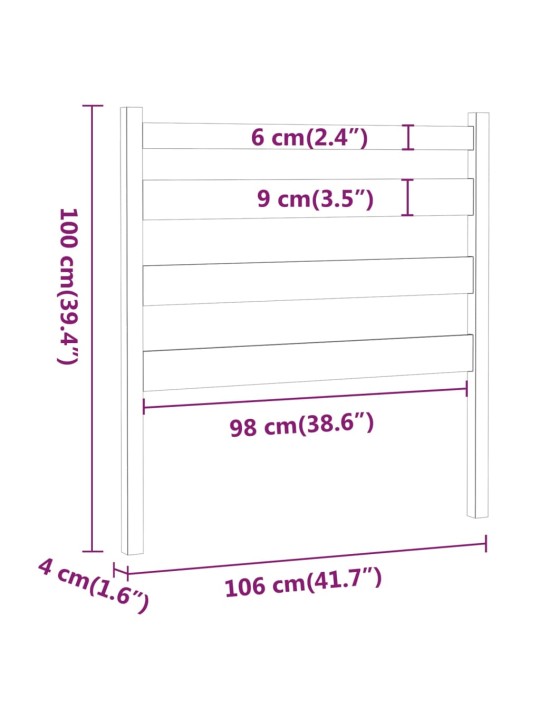 Čelo postele 106 x 4 x 100 cm masivní borovice