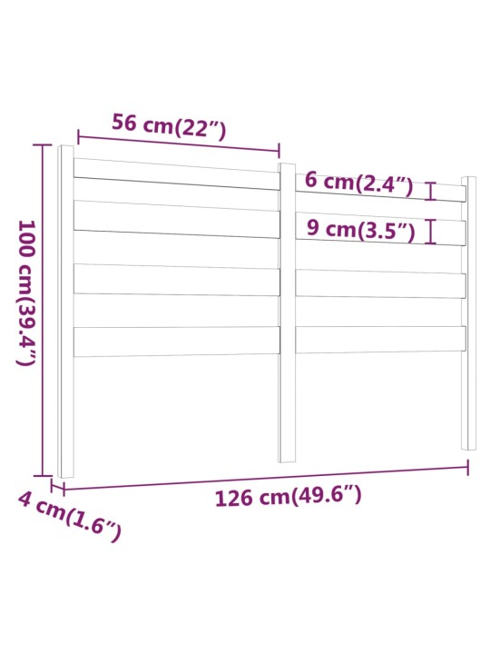 Čelo postele medově hnědé 126 x 4 x 100 cm masivní borovice