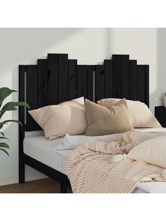 Čelo postele černé 146 x 4 x 110 cm masivní borovice