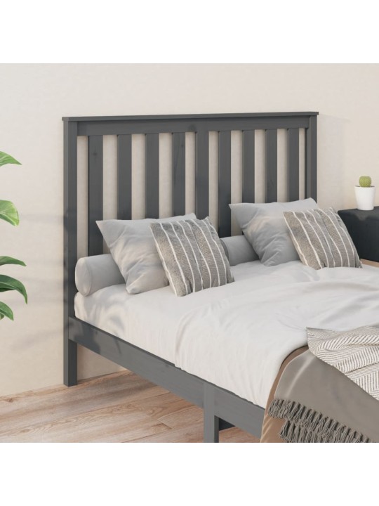 Čelo postele šedé 126 x 6 x 101 cm masivní borovice