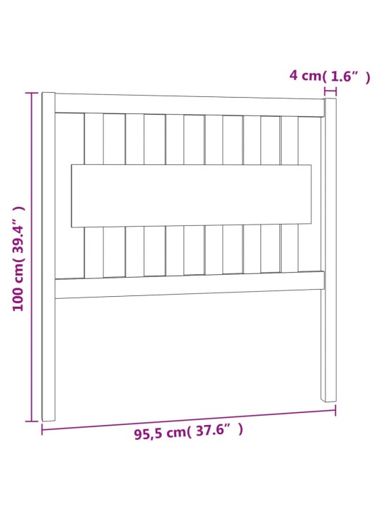 Čelo postele bílé 95,5 x 4 x 100 cm masivní borovice