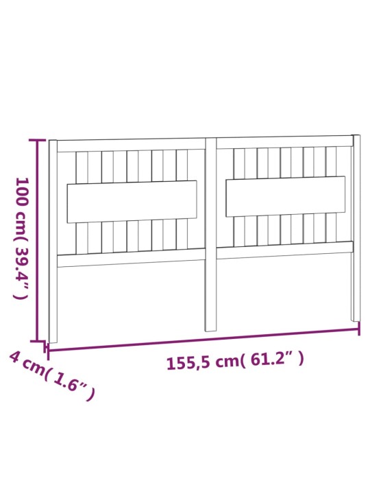 Čelo postele šedé 155,5 x 4 x 100 cm masivní borovice