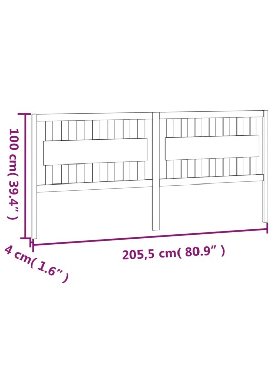Čelo postele bílé 205,5 x 4 x 100 cm masivní borovice