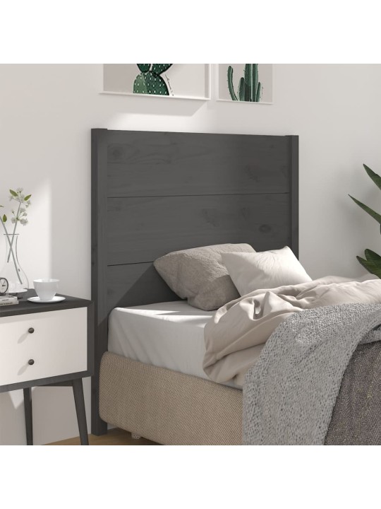 Čelo postele šedé 81 x 4 x 100 cm masivní borovice