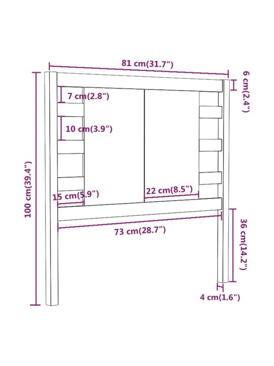 Čelo postele 81 x 4 x 100 cm masivní borovice