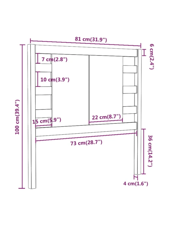 Čelo postele medově hnědé 81 x 4 x 100 cm masivní borovice