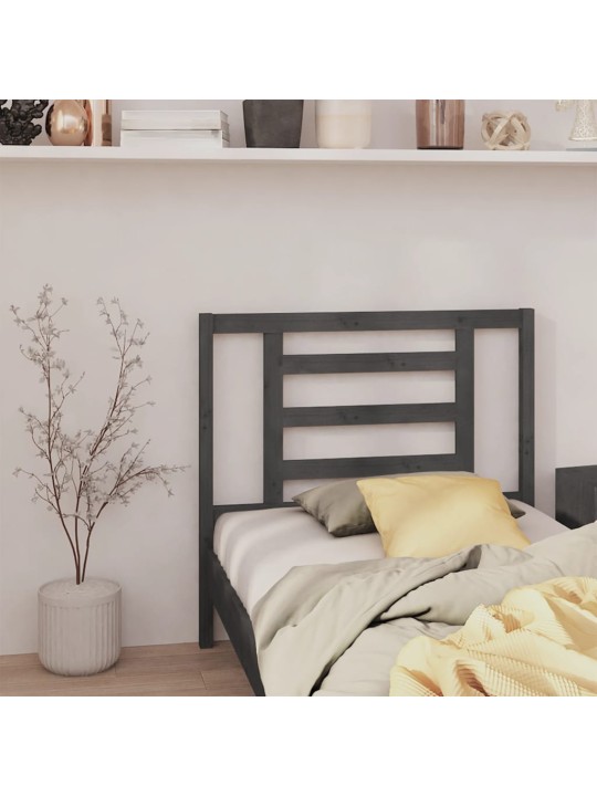 Čelo postele šedé 106 x 4 x 100 cm masivní borovice