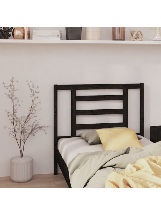 Čelo postele černé 106 x 4 x 100 cm masivní borovice
