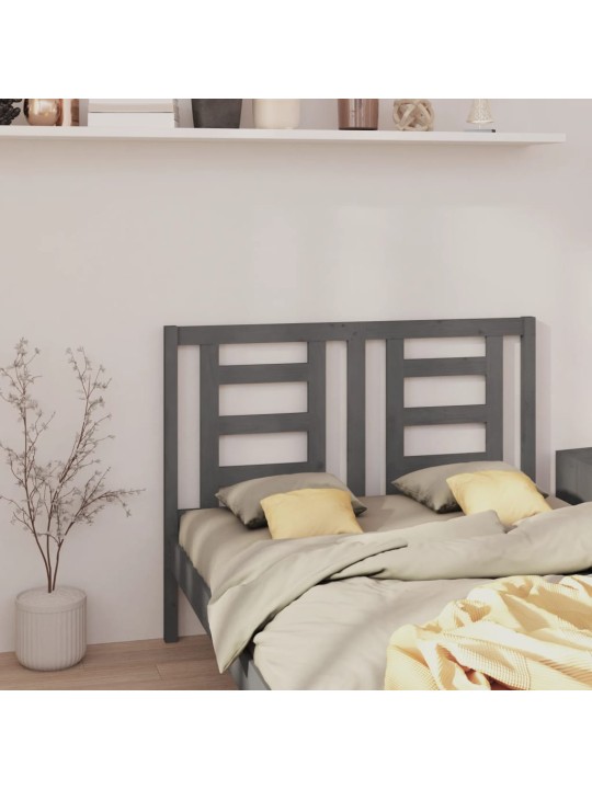 Čelo postele šedé 126 x 4 x 100 cm masivní borovice