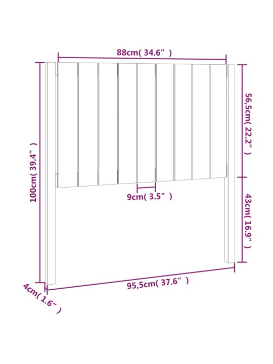 Čelo postele černé 95,5 x 4 x 100 cm masivní borovice