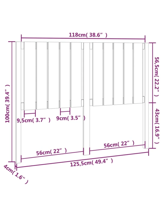 Čelo postele medově hnědé 125,5 x 4 x 100 cm masivní borovice