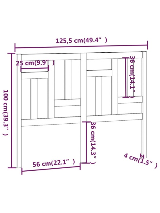Čelo postele 125,5 x 4 x 100 cm masivní borovice