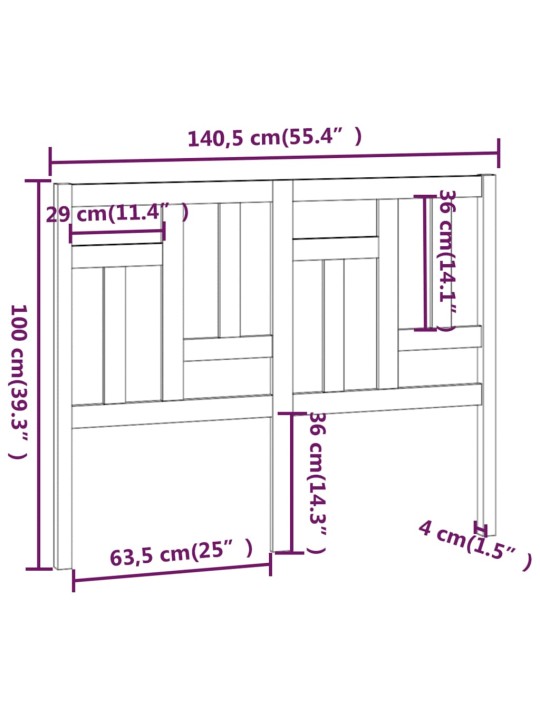 Čelo postele 140,5 x 4 x 100 cm masivní borovice