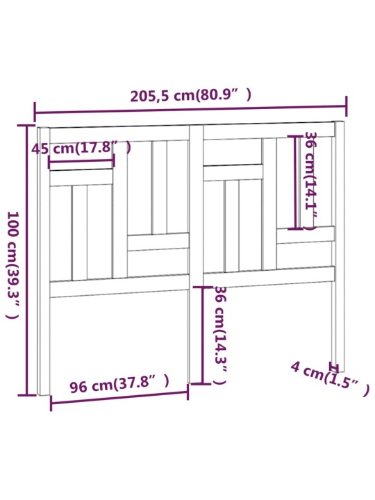 Čelo postele 205,5 x 4 x 100 cm masivní borovice