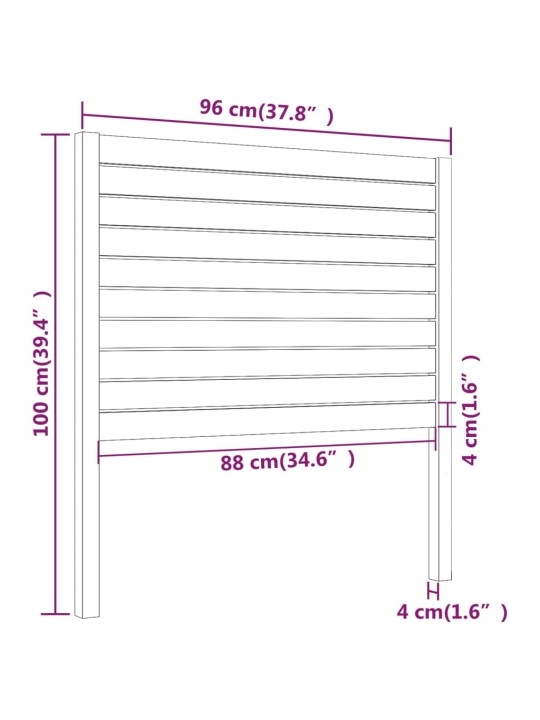Čelo postele černé 96 x 4 x 100 cm masivní borovice