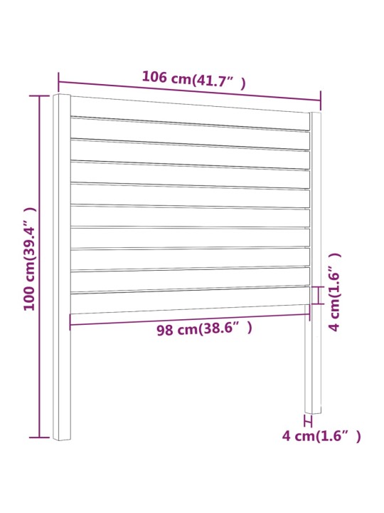 Čelo postele 106 x 4 x 100 cm masivní borovice