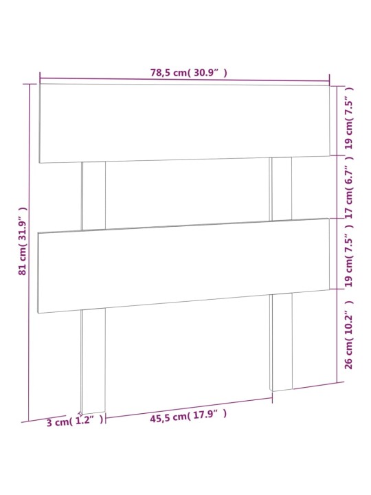 Čelo postele 78,5 x 3 x 81 cm masivní borovice