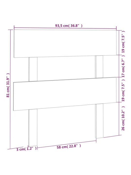 Čelo postele 93,5 x 3 x 81 cm masivní borovice