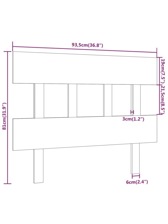 Čelo postele 93,5 x 3 x 81 cm masivní borovice