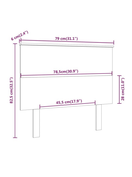 Čelo postele 79 x 6 x 82,5 cm masivní borovice