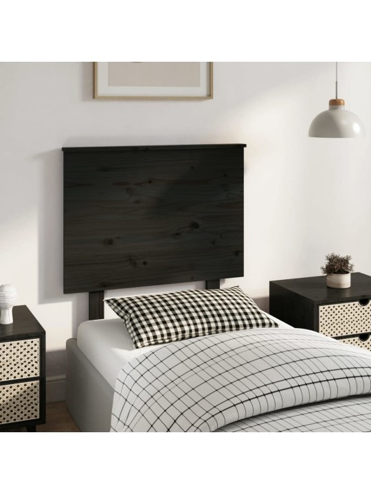 Čelo postele černé 79 x 6 x 82,5 cm masivní borovice