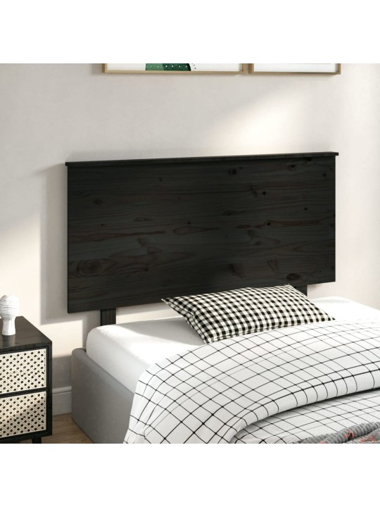 Čelo postele černé 124 x 6 x 82,5 cm masivní borovice