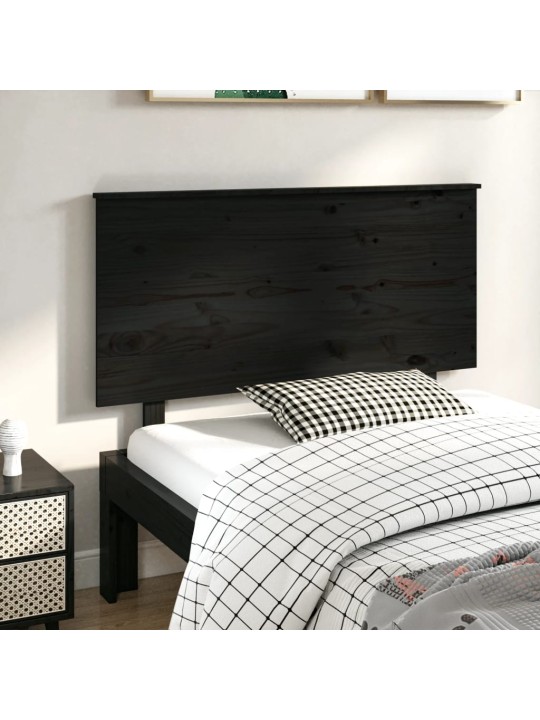 Čelo postele černé 124 x 6 x 82,5 cm masivní borovice