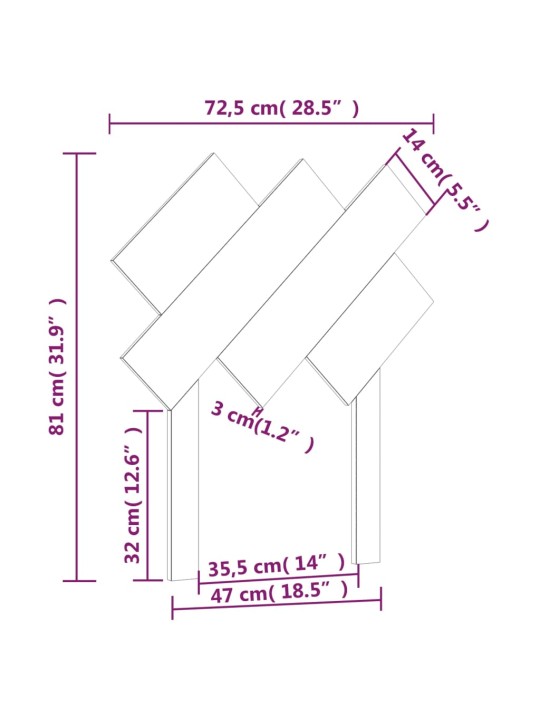 Čelo postele 72,5 x 3 x 81 cm masivní borovice