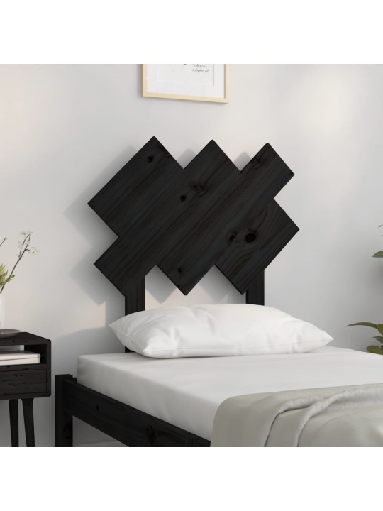 Čelo postele černé 72,5 x 3 x 81 cm masivní borovice