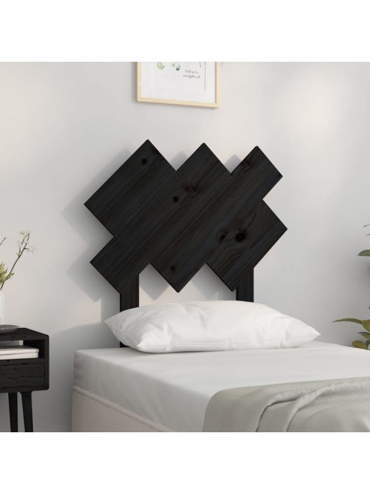 Čelo postele černé 72,5 x 3 x 81 cm masivní borovice